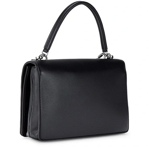 LOVE MOSCHINO NWT AUTHENTIC LOGO-CHARM BLACK FAUX LEATHER SATCHEL BAG - Picture 14 of 17